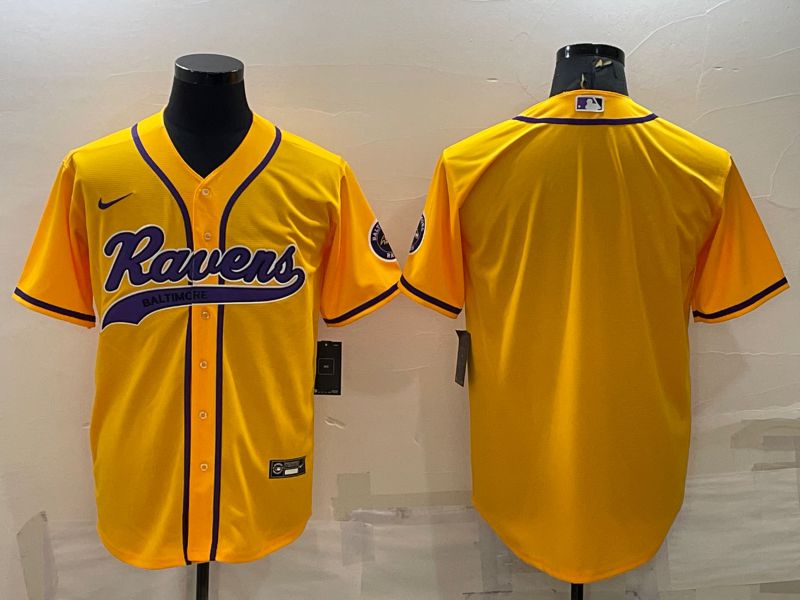 Men Baltimore Ravens Blank Yellow 2022 Nike Co branded NFL Jersey->baltimore ravens->NFL Jersey